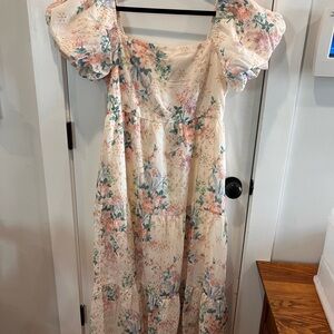 Floral Puff Sleeve Maxi Dress